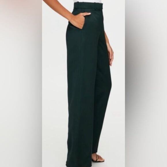 Aritzia Babaton Atelier Sadiki Dark Bottle Green High-Waisted Wide Leg Pants, 0 - Picture 2 of 16
